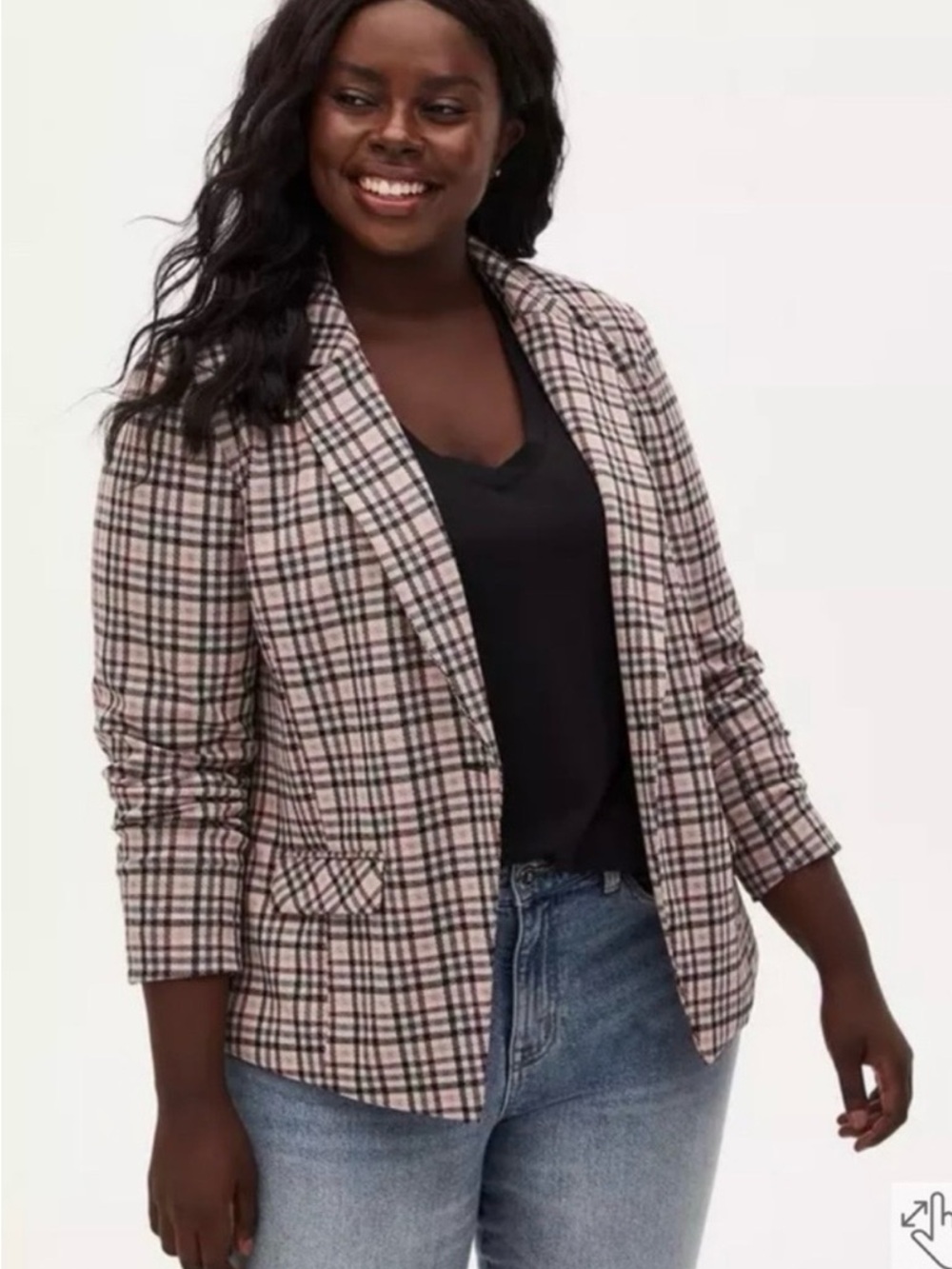 NWT Torrid Plaid Open-Front Blazer Jacket